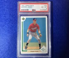 Chipper Jones Autographed 1991 Upper Deck Rookie Card #55 Atlanta Braves Beckett BAS Stock #155954 - Mill Creek Sports